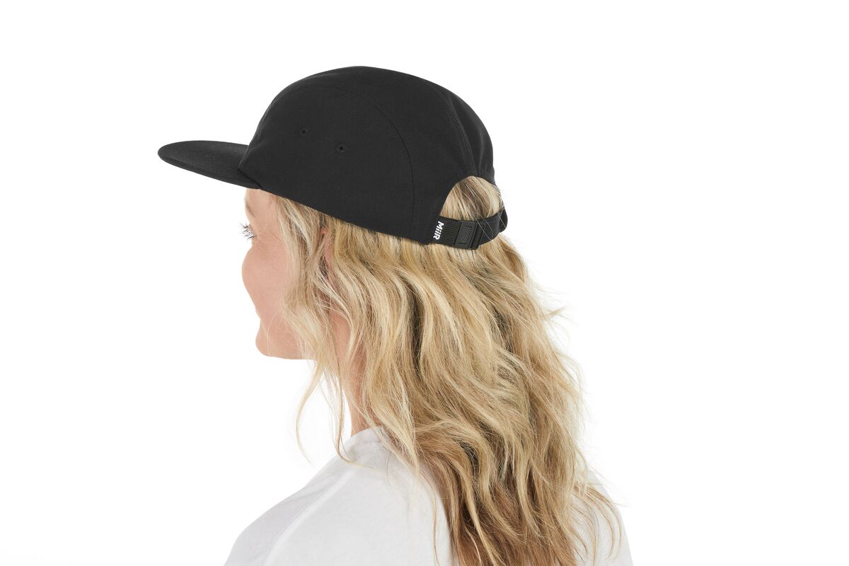 recycled-poly-flat-brim-5-panel-hat-b2 WebPDP-HAT003002_Recycled_Poly_Flat_Brim_5Panel_Hat_Black_Studio_Harper_Studios_0723_Side_2__HAT003002OS.jpg